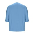 thumbnail image 5 of Fashion Olyvenn Women Oversized T Shirts Short Sleeve Crew Neck Summer Fashion Tops Casual Loose Top Basic Tee with Pocket Light Blue S, 5 of 7
