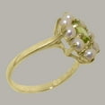 thumbnail image 3 of LBG British Made 18k Yellow Gold Natural Peridot & Cultured Pearl Womens Anniversary Ring - 33 size options - Size 9.25, 3 of 6