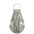 thumbnail image 1 of Collection de Tendances Urbaines 55072 Lanterne en Bambou à Soufflet Rond avec Poignée Supérieure & 44; Bougeoir en Verre & Corps de Conception en Treillis Vertical Weathered & 44; Gris - Moyen, 1 of 1