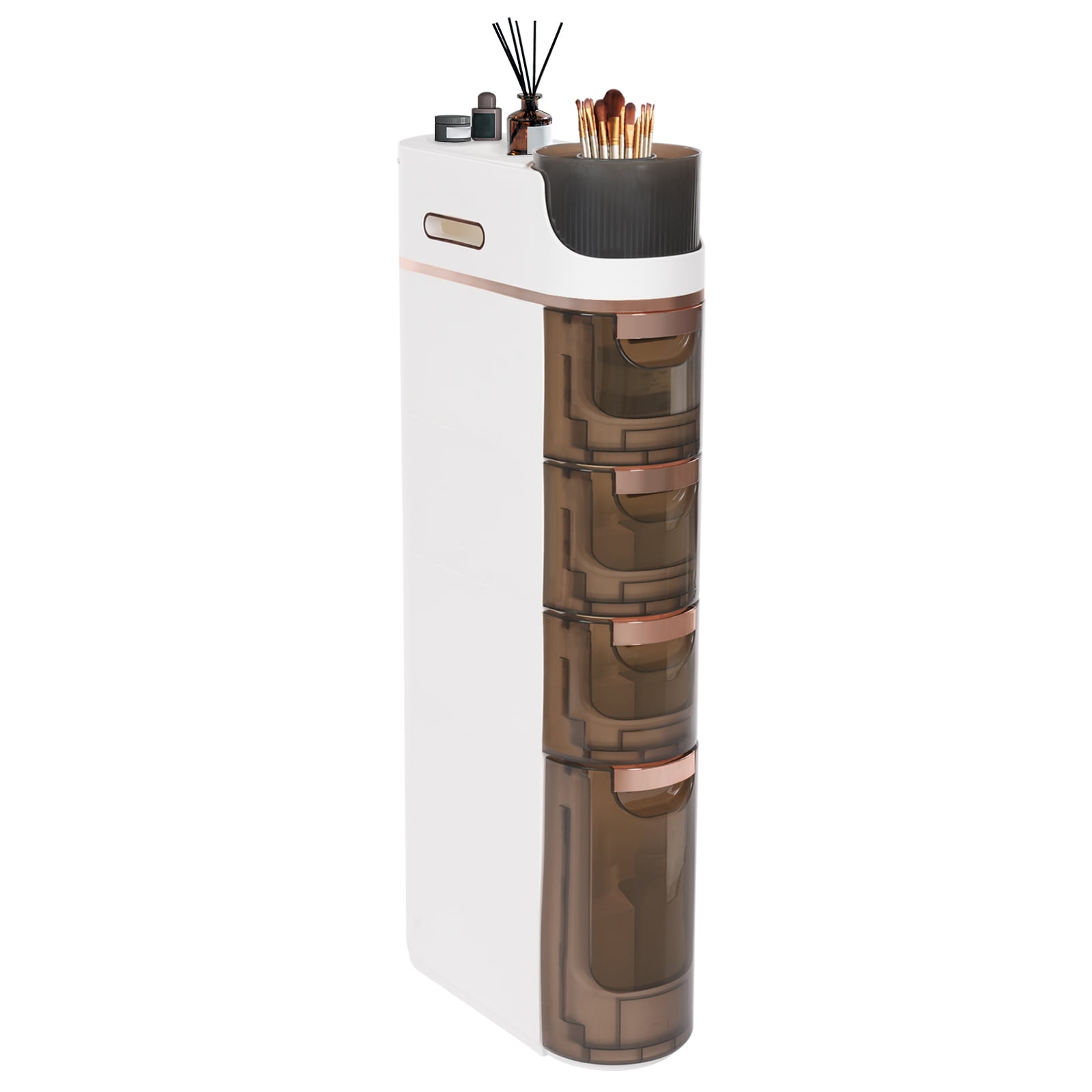 Slim Bathroom Storage, Mobile Storage Organizer, 4-drawer Narrow Slim Storage Cart
