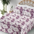 thumbnail image 3 of Ambesonne Dreamy Floral Fitted & Flat Sheet with Sham 3 Pcs Set, Flowers Jumble Leaves, Twin XL, Pastel Purple Plum Ivory, 3 of 5