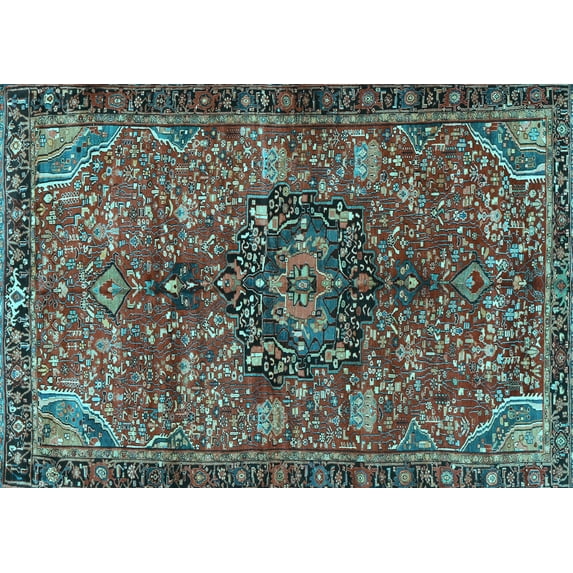 Ahgly Company Indoor Rectangle Persian Light Blue Traditional Area Rugs, 5' x 8'