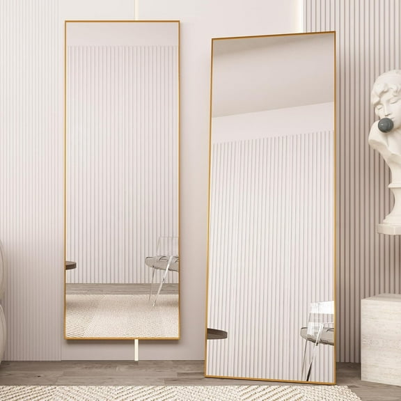 65" X 24" Full Length Mirror with Stand, Gold Wall Mounting Full Body Mirror, Me
