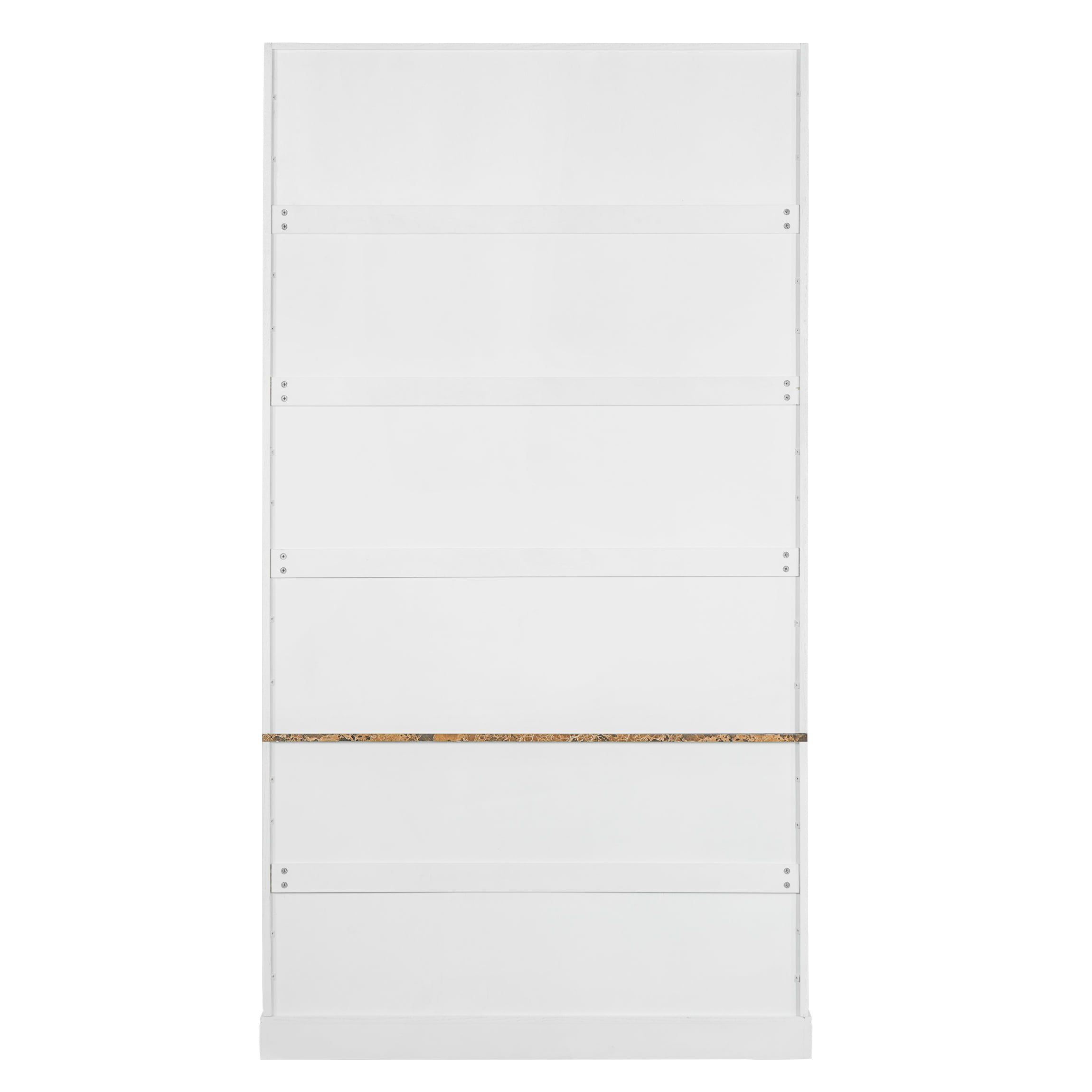 91" Tall Storage Cabinet with Faux Marble Tabletop, Freestanding Bookcase with Fluted Doors, Wooden Display Bookshelf Office Hutch