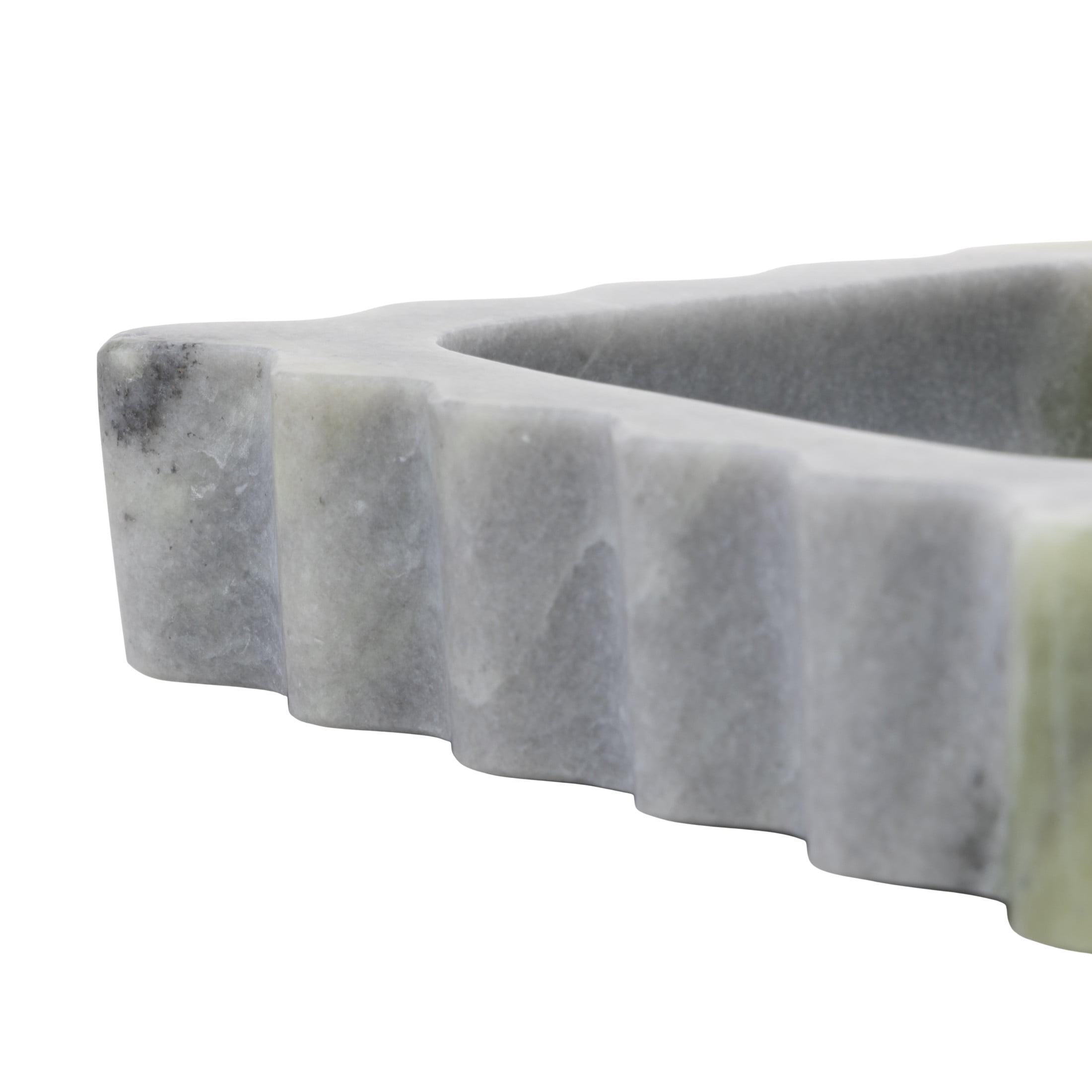 DecMode 6" x 6" Green Marble  Tray with Gray Swirl Pattern and Wavy Edges, 1-Piece
