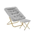 thumbnail image 2 of Emma + Oliver Oversized Faux Fur Folding Saucer Chair with Ottoman for Dorm, Bedroom, Gray Faux Fur/Soft Gold Frame, 2 of 13