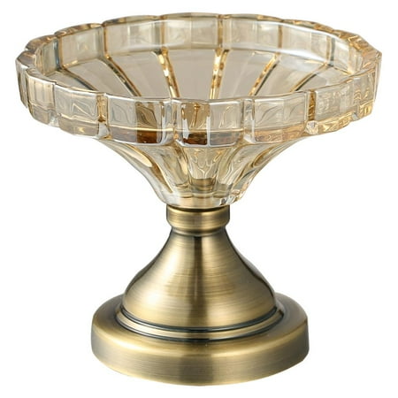 Vintage Champagne Bowl Matashi Champagne Colored Vintage High Quality Glass Candy Dish (Small) Elegant Snack Bowl for Parties Home, Office | Strong Aluminum Base | Reusable | Compact and Portable ()
