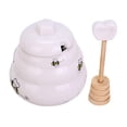 thumbnail image 3 of Inteprter Elegante tarro de miel de cerámica con tapa, contenedores de almacenamiento versátiles para decoración de fiestas de especias Organizadores de utensilios de cocina, 3 of 6