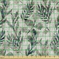 thumbnail image 2 of Ambesonne Bohemian Fabric by the Yard Upholstery, Feather Look Leaves Print, 1 Yard, Warm Taupe Teal and Blue, 2 of 5