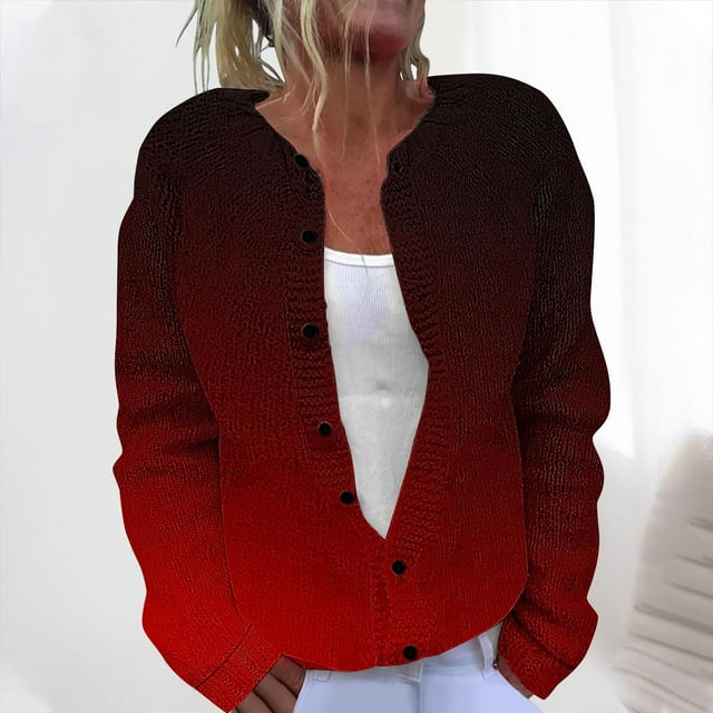 LOVZFMLL Cardigan for Women Ladies' Casual Printed Knitted Cardigan With Button Up Jacket And Top