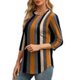 thumbnail image 6 of DDAPJ pyju Womens 3/4 Length Sleeve Tops Crewneck Pleated T-Shirts Dressy Casual Tunic Tops Boho Summer Blouse Birthday Gifts Multicolor M, 6 of 7