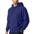 thumbnail image 4 of TQWQT Mens Solid Pullover Hoodie Drawstring Hooded Sweatshirt with Kangaroo Pocket Drop Shoulder Loose Long Sleeve Casual Tops Fall Clothes Navy S, 4 of 8