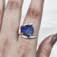 thumbnail image 4 of Natural Lapis Lazuli Ring, Rough Lapis Lazuli Ring, Afghani Lapis, Cross Prong Ring, 925 Sterling Silver, Womens Ring, Christmas, Thanksgiving, Handmade, Statement Jewelry, Rough Gemstone Jewelry, 4 of 5