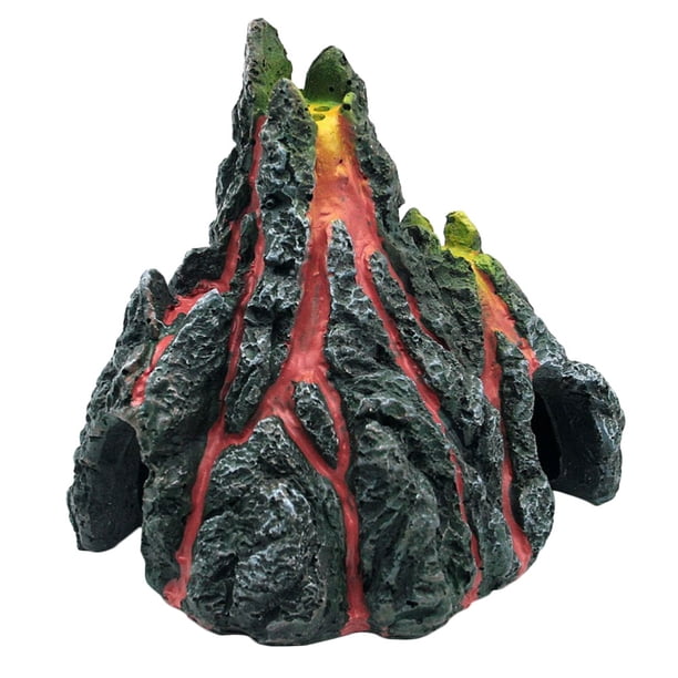 KAKOWELY 1 pieza de adorno de volcán artificial para acuario, resina artesanal decorativa.