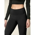 thumbnail image 3 of Made by Johnny Women's Peached Seamless Front Leggings with Inner Pocket Ankle Boot cut Yoga Pants L BLACK, 3 of 6
