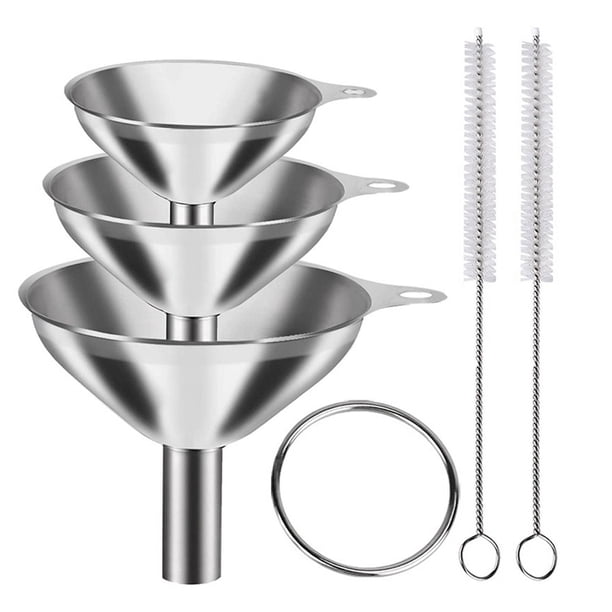 Embudos para llenar botellas Juego de 3 mini embudos de cocina de acero inoxidable Embudos para transferir aceites esenciales líquidos