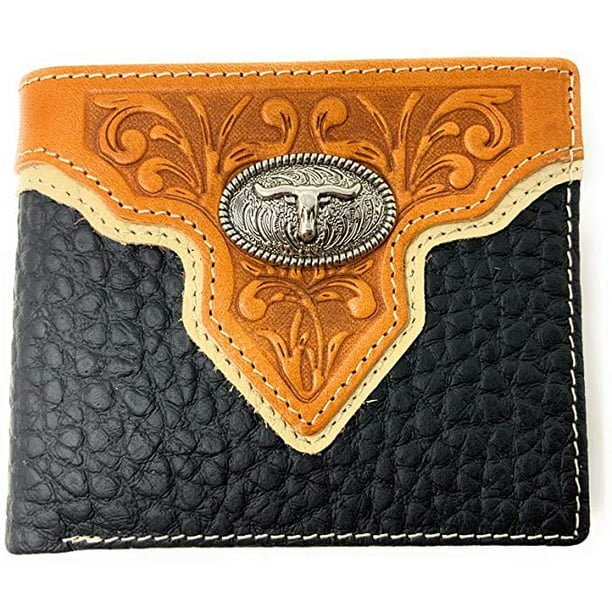 Texas West Premium Genuine Leather Tooled Men's Short Bifold Wallet, premium cowboy wallets