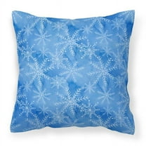 Watercolor Dark Blue Winter Snowflakes Fabric Decorative Pillow - 18 x 18 in.