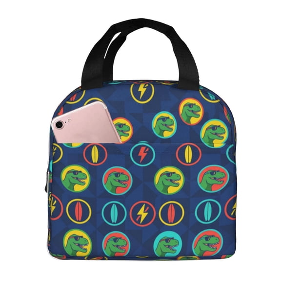 Dinosaur Lunch Box,Surfing Dinosaur Insulated Lunch Bag For Work,Picnic,Travel,Hiking,Beach Or Fishing Dinosaur Theme Lunch Tote