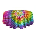 thumbnail image 5 of Colorful Tie Dye Pattern Round Tablecloth 60"x60",Wrinkle Wipeable Table Cloth for Kitchen Dining Room Picnic Patio Party, 5 of 6