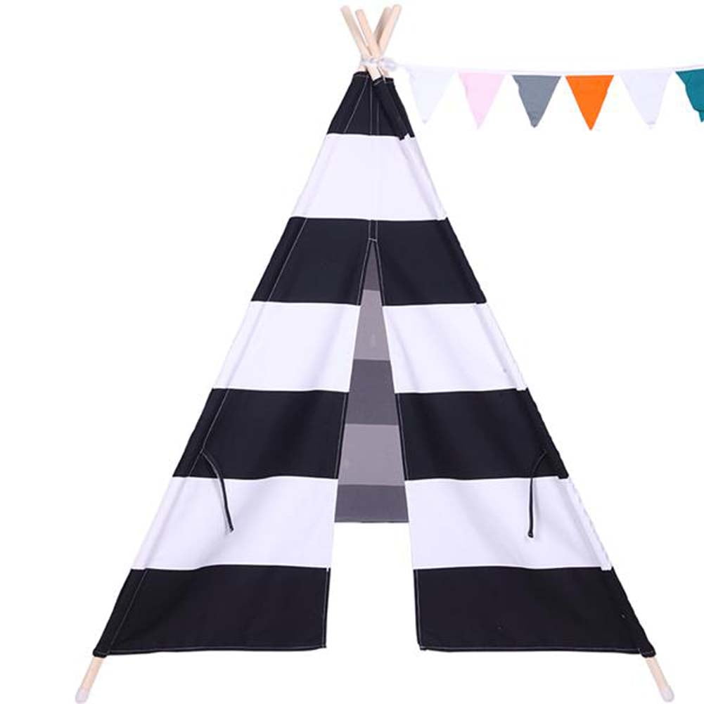 Lowestbest Foldable Kids Play Tent, Indoor Outdoor Natural Cotton Canvas Teepee with Small Coloured Flags Roller Shade for Children Boys Girls Lowestbest Foldable Kids Play Tent, Indoor Outdoor Natural Cotton Canvas Teepee with Small Coloured Flags Roller Shade for Children Boys Girls