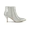 thumbnail image 3 of BLISSFUL STEP Women's Glitter Pointed Toe Stiletto Heels Ankle Boot Silver 11, 3 of 7