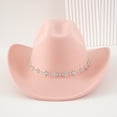 thumbnail image 3 of HNMKIU Stylish Western Cowboy Fedora Hat For Adults Featuring Bohemian Rhinestone And A Classic Curved Brim Light Pink,One Size, 3 of 3