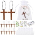 thumbnail image 1 of Juego de 50 llaveros de cruz de madera, regalos funerarios para familiares y amigos, llaveros de cruz como recuerdo funerario, para celebrar la vida, para invitados, familiares y seres queridos., 1 of 7