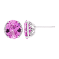 thumbnail image 2 of Women's Welry Created Pink Sapphire Oval Stud Earrings with Diamonds in 10kt White Gold, 2 of 3