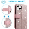 thumbnail image 4 of Wallet Phone Case for iPhone 15 Plus, Retro Matte 9 Card Holder Slots Zipper Pocket Handbag Case Premium PU Leather Magnetic Closure Kickstand with Wrist Strap Flip Folio Purse Case-Rose Gold, 4 of 14