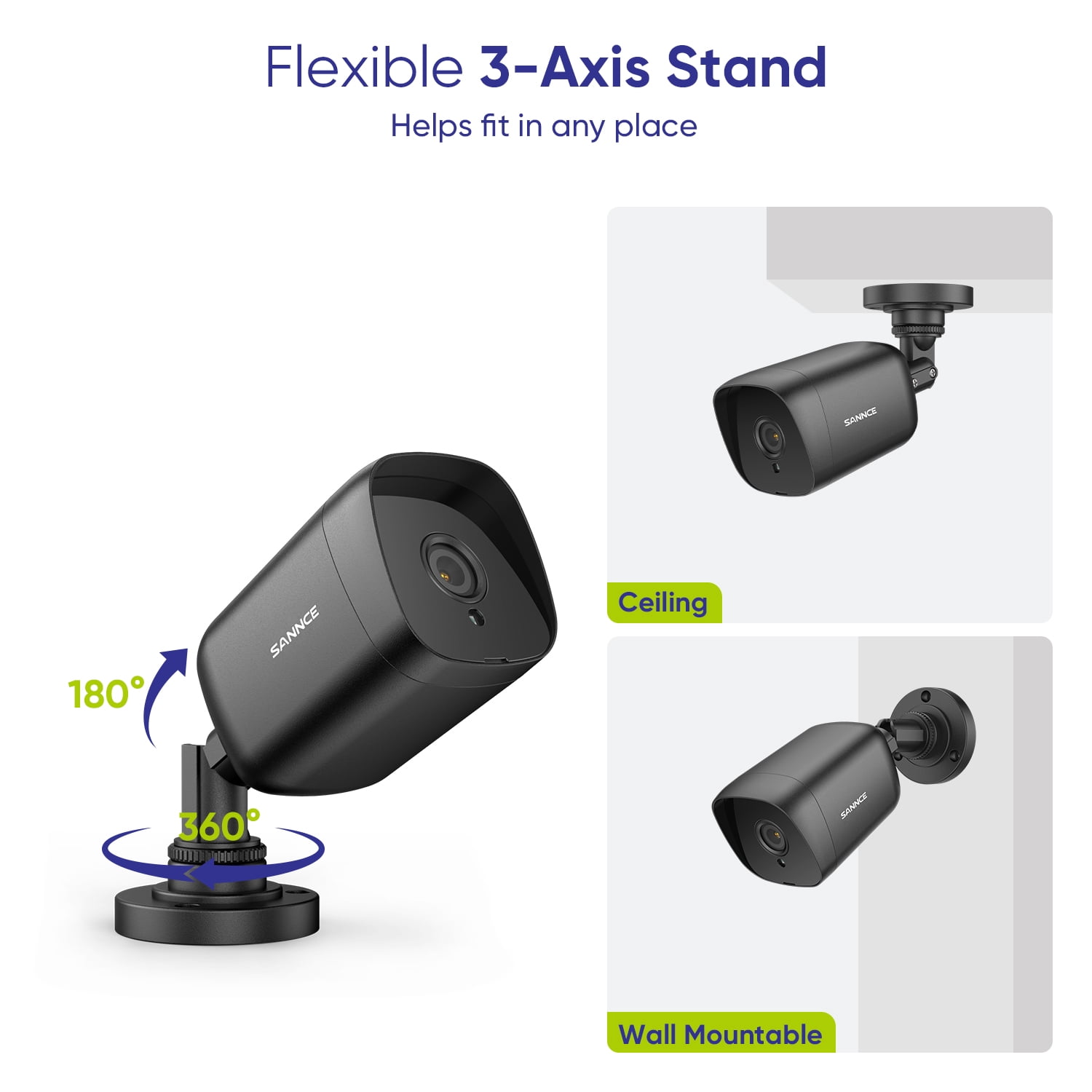 SANNCE 4PCS HD 5MP Security Camera Audio Recording CCTV Outdoor EXIR Night Vision, Bullet Camera with EXIR 2.0 100 ft Night Vision, with 12pcs IR Leds, IP66