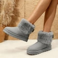 thumbnail image 4 of GJPBGK Women Winter Warm Snow Boots Faux Fur Lined Suede Pull-On Platform Ankle Boots Cozy Outdoor Casual Footwear, 4 of 9