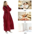 thumbnail image 4 of Oksun Womens Zip up Bathrobes Long Plush Fleece Warm Robe Rose Red M, 4 of 5