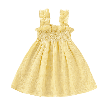 

Dress For Baby Girls Sleeveless Summer One Piece Sun Dress Yellow 4-5 Years