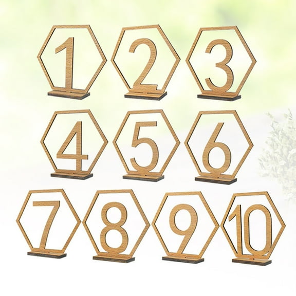 FRCOLOR Wood Table Numbers for Wedding Decor Light Brown with Base 110 Suitable for Banquet Party