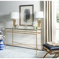 SAFAVIEH Couture Baumgarten Antique Metal Console Table, Gold/Glass