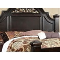 thumbnail image 2 of Traditional Style California King Size Bed Dark Walnut Finish Bedroom Furniture Solid wood Floral Design HB 1pc Bed, 2 of 5