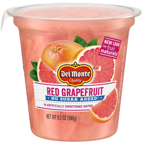 Del Monte Red Grapefruit Fruit Cup Snacks, No Sugar Added, 6.5 oz