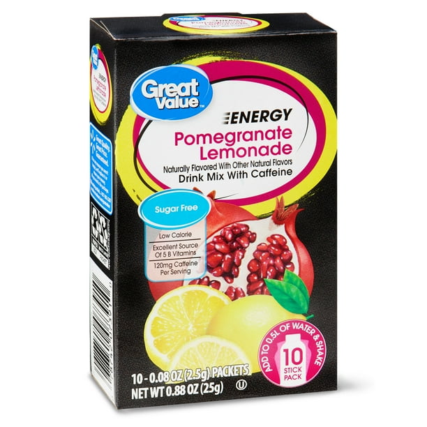 Great Value SugarFree Pomegranate Lemonade Energy Drink Mix, 0.88 Oz