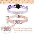 thumbnail image 2 of Minzimin 4 Pcs Rhinestone Cat Collar Heart Bling Breakaway Girl Cat Soft Velvet Fancy Adjustable Safety Kitten Collar with Bell for Kitty(Pink, Purple), 2 of 7