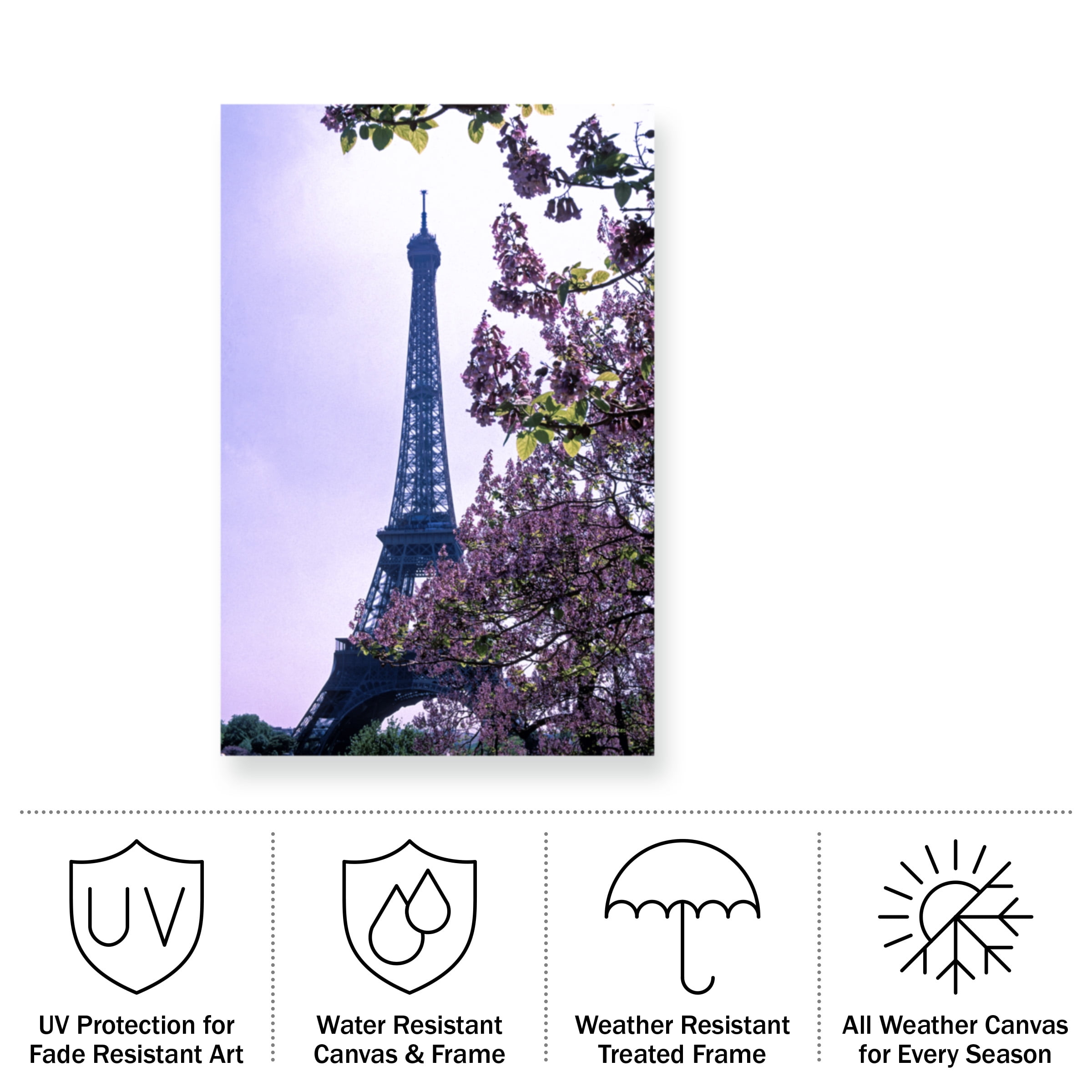 Kathy Yates 'Eiffel Tower with Blossoms' Outdoor Canvas