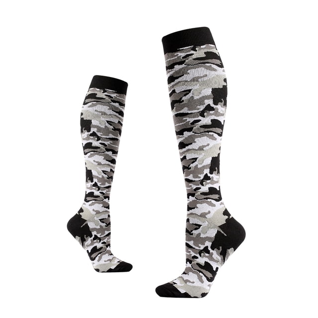 TIEVOSA Chaussettes de Compression Extensibles de Sport pour Femmes, Chaussettes de Sport d'Extérieur à Jambe Haute pour la Course, Chaussettes de Pression (Noir)