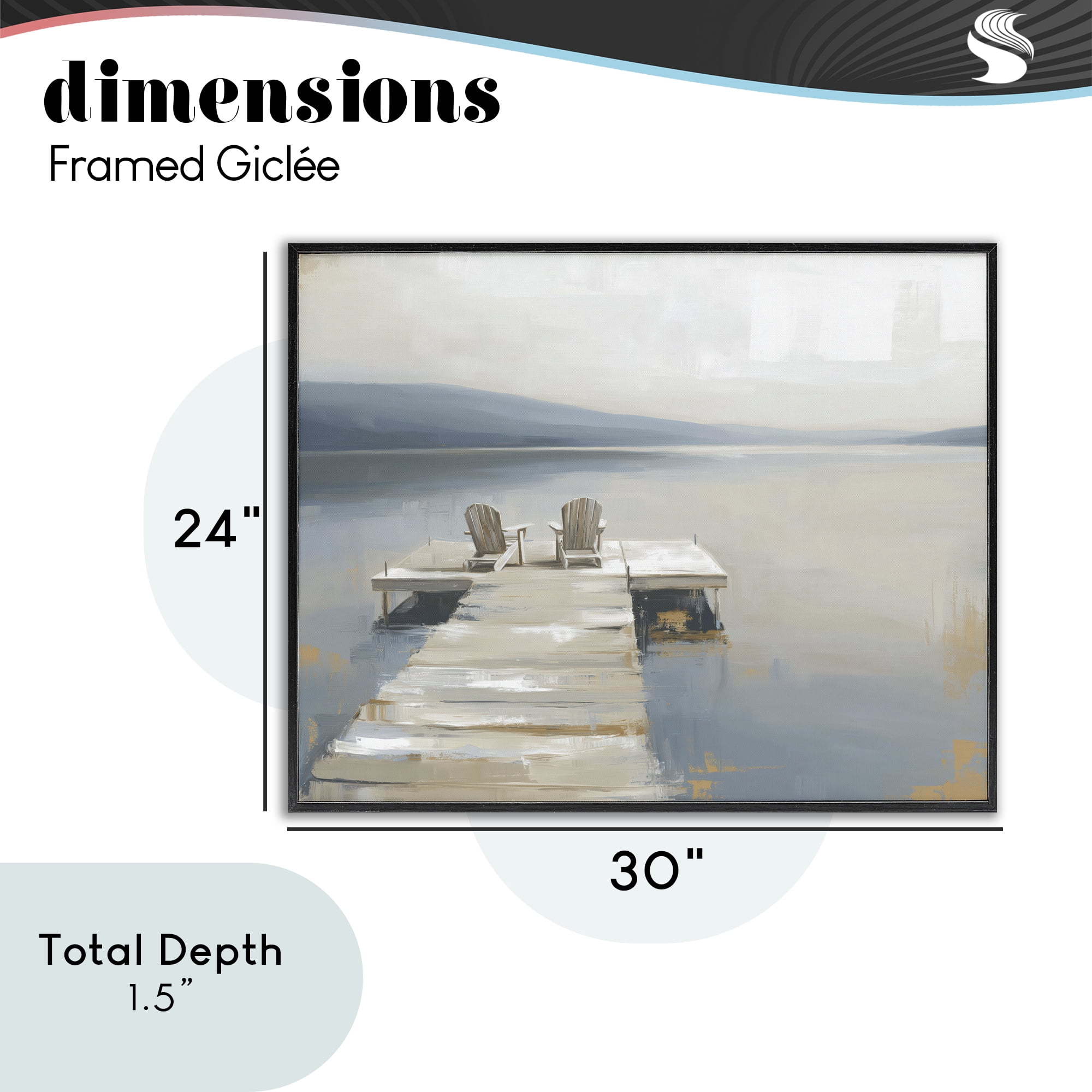 Stupell Industries Adirondack Chairs on Pier Black Framed Giclee Art, design by Kim Curinga