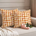 thumbnail image 2 of Orange Plaid Fall Outdoor Waterproof Pillow Covers, Thanksgiving Checkered Modern Buffalo Decorative Square Throw Pillowcase Sofa Cushion Sham for Patio/Couch/Chair, 24"x24" 2 Pack, 2 of 8