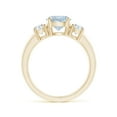 thumbnail image 2 of Angara Natural 1.12 Ct. Aquamarine with Diamond Three Stone Ring in 14K Yellow Gold for Women (Ring Size: 3), 2 of 12