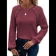 thumbnail image 3 of Blusas Tipo Túnica para Mujer, Cuello Redondo, Elegantes, con Encaje y Retazos, Blusas Informales, Suéteres. Vino Tinto XL, 3 of 7