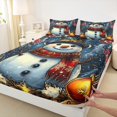 thumbnail image 3 of jejeloiu Marry Christmas Queen Sheet Sets,Featival Theme Flat Sheet,Cute Snowmen Queen Fitted Sheet For Girls,Breathable Room Decor,4-Piece, 3 of 7