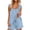 #0178-Light Blue, variant on Uootdi Womens Pajama Sets Ruffle Trim Spaghetti Strap Tops Shorts Two Piece Loose Fit Breathable Loungewear Sets Casual Sleepwear Gift