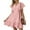 Pink, variant on Uaswgudfs Women's Summer Short Sleeve Vacation Dress​ - V-Neck Tiered Ruffles & Cinched Waist 2025 Chic Army Green L