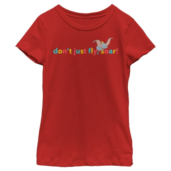 Girl's Dumbo Don't Just Fly, Soar Graphic Tee Red Large